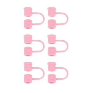 6 Pcs Light Pink Straw Covers Cap, Plastic Straw Tips Cover Drinking‎ T1
